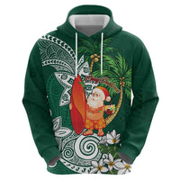 Polynesian Hoodie Tropical Santa - Plumeria Green Vintage LT7 - Polynesian Pride