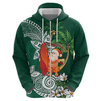 Polynesian Hoodie Tropical Santa - Plumeria Green Vintage LT7 - Polynesian Pride