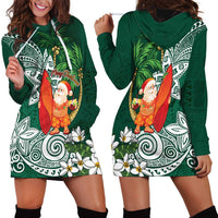 Polynesian Hoodie Dress Tropical Santa - Plumeria Green Vintage LT7 - Polynesian Pride