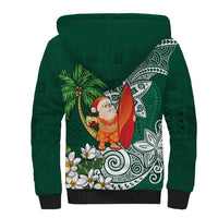 Polynesian Sherpa Hoodie Tropical Santa - Plumeria Green Vintage LT7 - Polynesian Pride