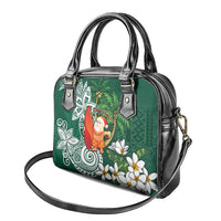 Polynesian Shoulder Handbag Tropical Santa - Plumeria Green Vintage