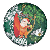 Polynesian Spare Tire Cover Tropical Santa - Plumeria Green Vintage LT7 - Polynesian Pride