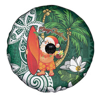 Polynesian Spare Tire Cover Tropical Santa - Plumeria Green Vintage LT7 - Polynesian Pride