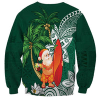 Polynesian Sweatshirt Tropical Santa - Plumeria Green Vintage LT7 - Polynesian Pride