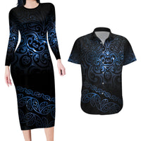 New Zealand Matariki Couples Matching Long Sleeve Bodycon Dress and Hawaiian Shirt Cosmic Style LT7 Galaxy - Polynesian Pride