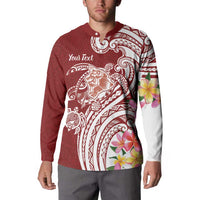 Aloha Hawaii Island Personalized Button Sweatshirt Crimson Dreamy Turtle LT7 - Polynesian Pride