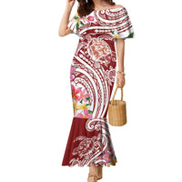 Aloha Hawaii Island Personalized Family Matching Mermaid Dress and Hawaiian Shirt Crimson Dreamy Turtle