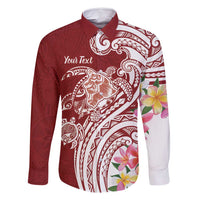 Aloha Hawaii Island Personalized Family Matching Off Shoulder Short Dress and Hawaiian Shirt Crimson Dreamy Turtle