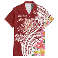 Aloha Hawaii Island Personalized Family Matching Puletasi and Hawaiian Shirt Crimson Dreamy Turtle
