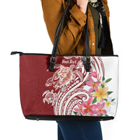 Aloha Hawaii Island Personalized Leather Tote Bag Crimson Dreamy Turtle LT7 - Polynesian Pride