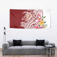 Aloha Hawaii Island Personalized Tapestry Crimson Dreamy Turtle