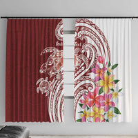Aloha Hawaii Island Personalized Window Curtain Crimson Dreamy Turtle LT7 With Hooks Red - Polynesian Pride