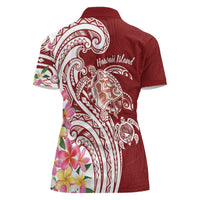 Aloha Hawaii Island Personalized Women Polo Shirt Crimson Dreamy Turtle