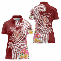 Aloha Hawaii Island Personalized Women Polo Shirt Crimson Dreamy Turtle