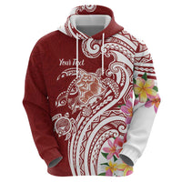 Aloha Hawaii Island Personalized Zip Hoodie Crimson Dreamy Turtle