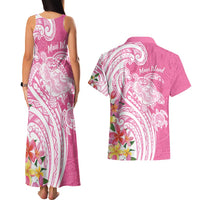 Aloha Maui Island Personalized Couples Matching Tank Maxi Dress and Hawaiian Shirt Rose Dreamy Turtle LT7 - Polynesian Pride