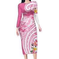 Aloha Maui Island Personalized Family Matching Long Sleeve Bodycon Dress and Hawaiian Shirt Rose Dreamy Turtle