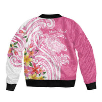 Aloha Maui Island Personalized Sleeve Zip Bomber Jacket Rose Dreamy Turtle