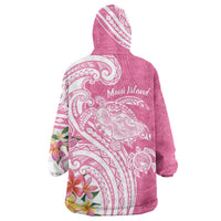 Aloha Maui Island Personalized Wearable Blanket Hoodie Rose Dreamy Turtle LT7 - Polynesian Pride