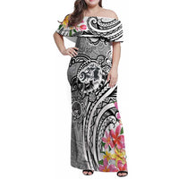 Aloha Kahoolawe Island Personalized Family Matching Off Shoulder Maxi Dress and Hawaiian Shirt Ashen Dreamy Turtle