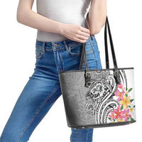 Aloha Kahoolawe Island Personalized Leather Tote Bag Ashen Dreamy Turtle LT7 - Polynesian Pride