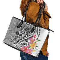 Aloha Kahoolawe Island Personalized Leather Tote Bag Ashen Dreamy Turtle LT7 - Polynesian Pride