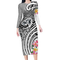 Aloha Kahoolawe Island Personalized Long Sleeve Bodycon Dress Ashen Dreamy Turtle