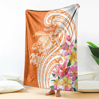Aloha Lanai Island Personalized Blanket Orange Dreamy Turtle