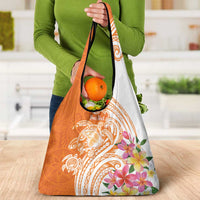 Aloha Lanai Island Personalized Grocery Bag Orange Dreamy Turtle