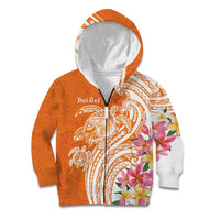 Aloha Lanai Island Personalized Kid Hoodie Orange Dreamy Turtle
