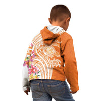 Aloha Lanai Island Personalized Kid Hoodie Orange Dreamy Turtle