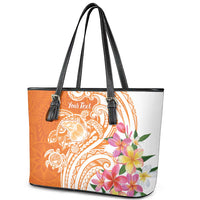 Aloha Lanai Island Personalized Leather Tote Bag Orange Dreamy Turtle LT7 - Polynesian Pride