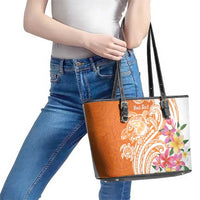 Aloha Lanai Island Personalized Leather Tote Bag Orange Dreamy Turtle LT7 - Polynesian Pride
