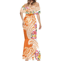 Aloha Lanai Island Personalized Mermaid Dress Orange Dreamy Turtle