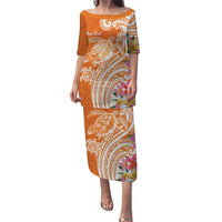 Aloha Lanai Island Personalized Puletasi Orange Dreamy Turtle