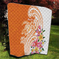 Aloha Lanai Island Personalized Quilt Orange Dreamy Turtle