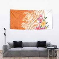 Aloha Lanai Island Personalized Tapestry Orange Dreamy Turtle