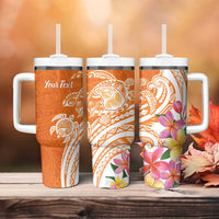 Aloha Lanai Island Personalized Tumbler With Handle Orange Dreamy Turtle
