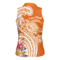 Aloha Lanai Island Personalized Women Sleeveless Polo Shirt Orange Dreamy Turtle