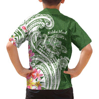 Aloha Molokai Island Personalized Family Matching Long Sleeve Bodycon Dress and Hawaiian Shirt Sage Dreamy Turtle