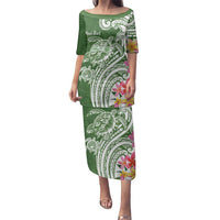 Aloha Molokai Island Personalized Family Matching Puletasi and Hawaiian Shirt Sage Dreamy Turtle