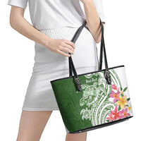 Aloha Molokai Island Personalized Leather Tote Bag Sage Dreamy Turtle