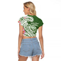 Aloha Molokai Island Personalized Raglan Cropped T Shirt Sage Dreamy Turtle