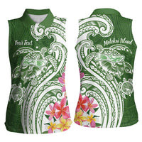 Aloha Molokai Island Personalized Women Sleeveless Polo Shirt Sage Dreamy Turtle