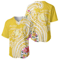 Aloha Oahu Island Personalized Baseball Jersey Yellow Dreamy Turtle