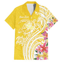Aloha Oahu Island Personalized Family Matching Puletasi and Hawaiian Shirt Yellow Dreamy Turtle