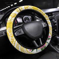 Aloha Oahu Island Steering Wheel Cover Yellow Dreamy Turtle LT7 Universal Fit Yellow - Polynesian Pride