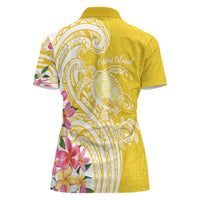Aloha Oahu Island Personalized Women Polo Shirt Yellow Dreamy Turtle