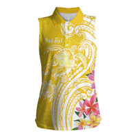 Aloha Oahu Island Personalized Women Sleeveless Polo Shirt Yellow Dreamy Turtle