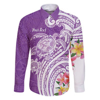 Aloha Kauai Island Personalized Family Matching Puletasi and Hawaiian Shirt Lilac Dreamy Turtle